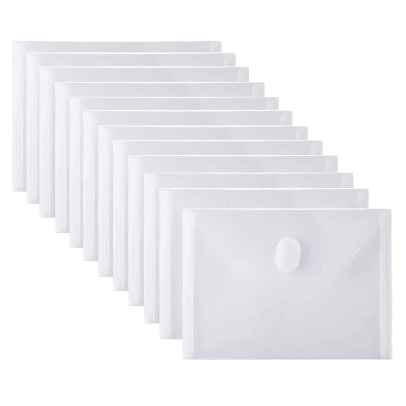 No branded PLESIU Tatane 12 Packs Clear Plastic Small Envelope with Hook & Loop Closure 5 x 7 Ploy Envelope for Receipe/Check - Image 1